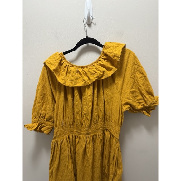 Universal Thread Eyelet Ruffle Midi Dress Mustard Yellow Size XL Cottagecore - Picture 6 of 12
